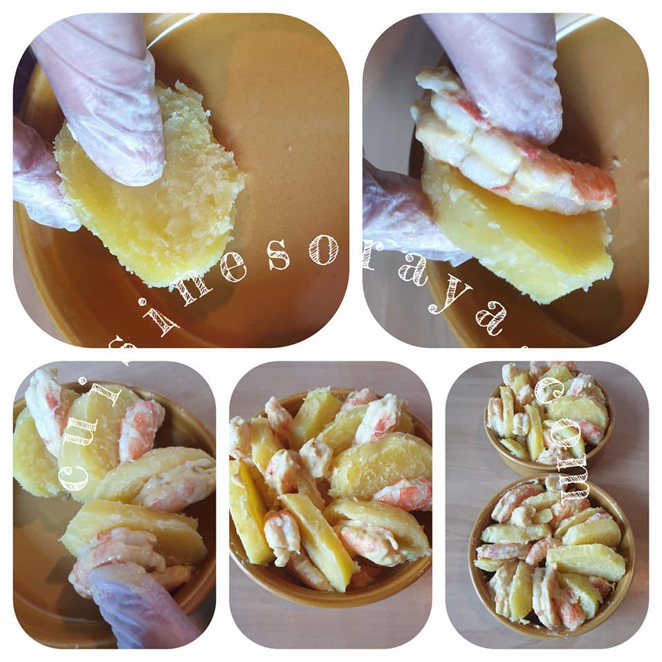 Gratin de crevettes et pommes de terre
