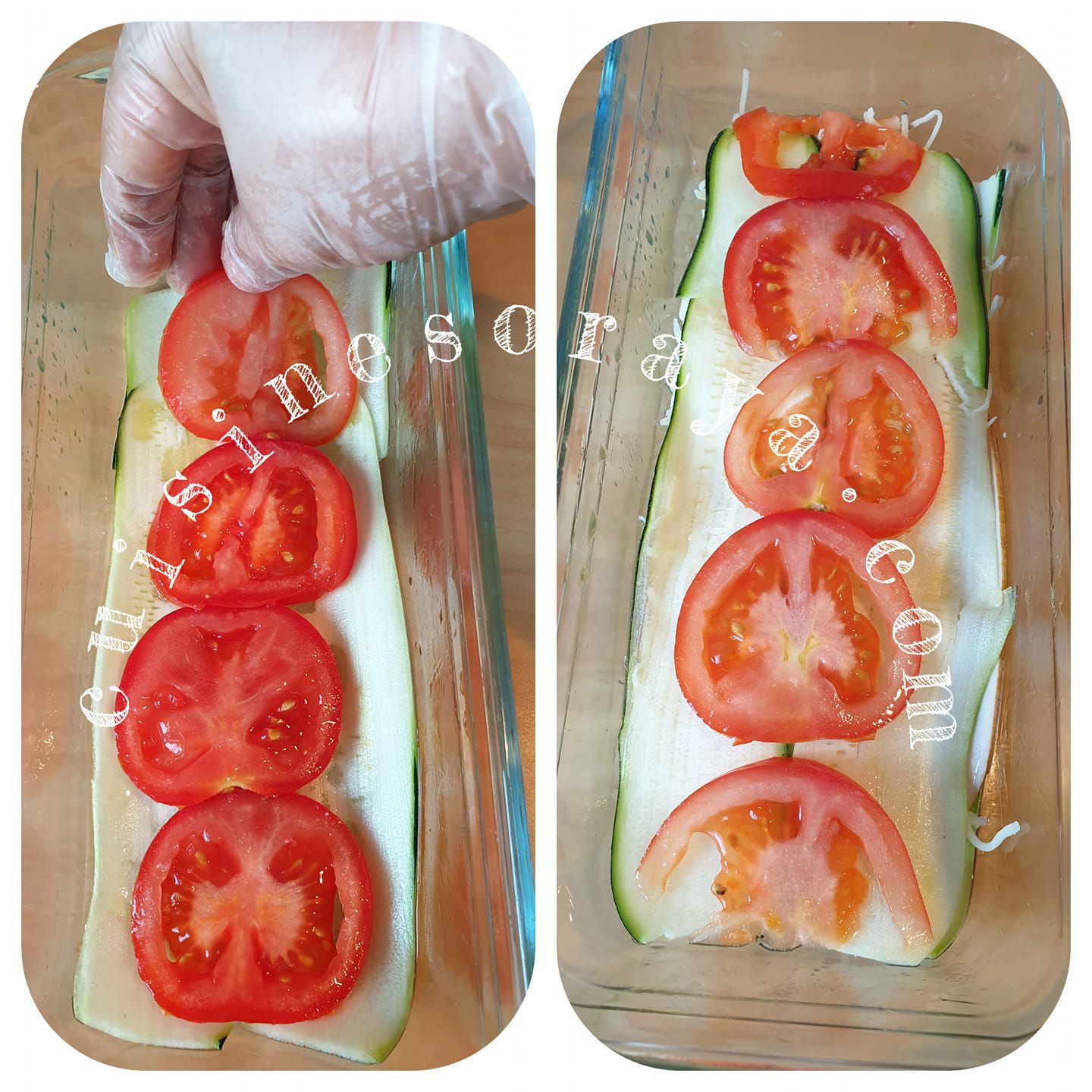 Courgettes en lasagnes à la tomate mozzarella et au poulet