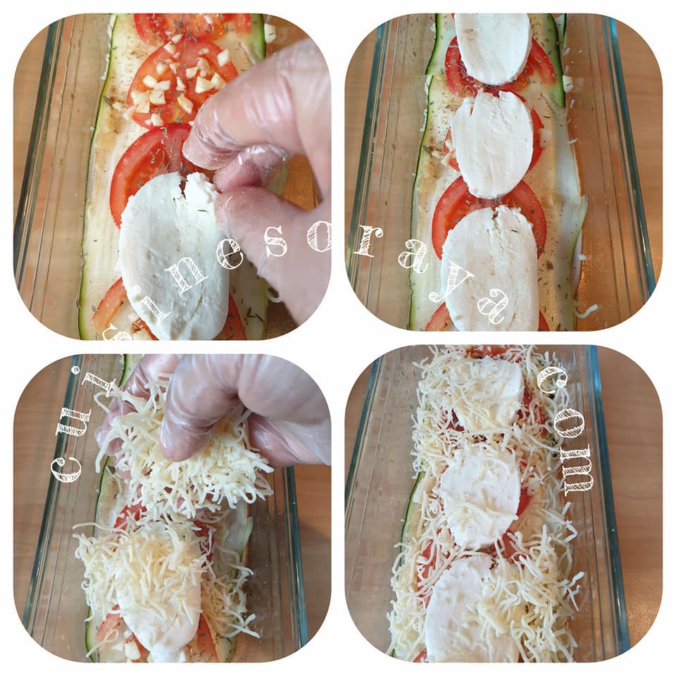 Courgettes en lasagnes à la tomate mozzarella et au poulet