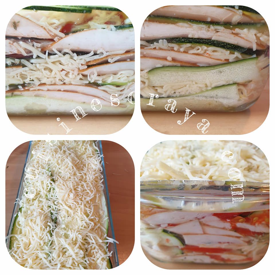 Courgettes en lasagnes à la tomate mozzarella et au poulet