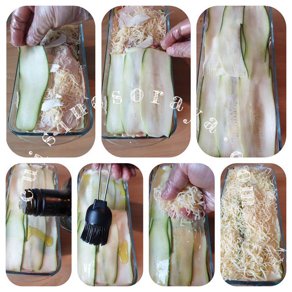 Courgettes en lasagnes à la tomate mozzarella et au poulet