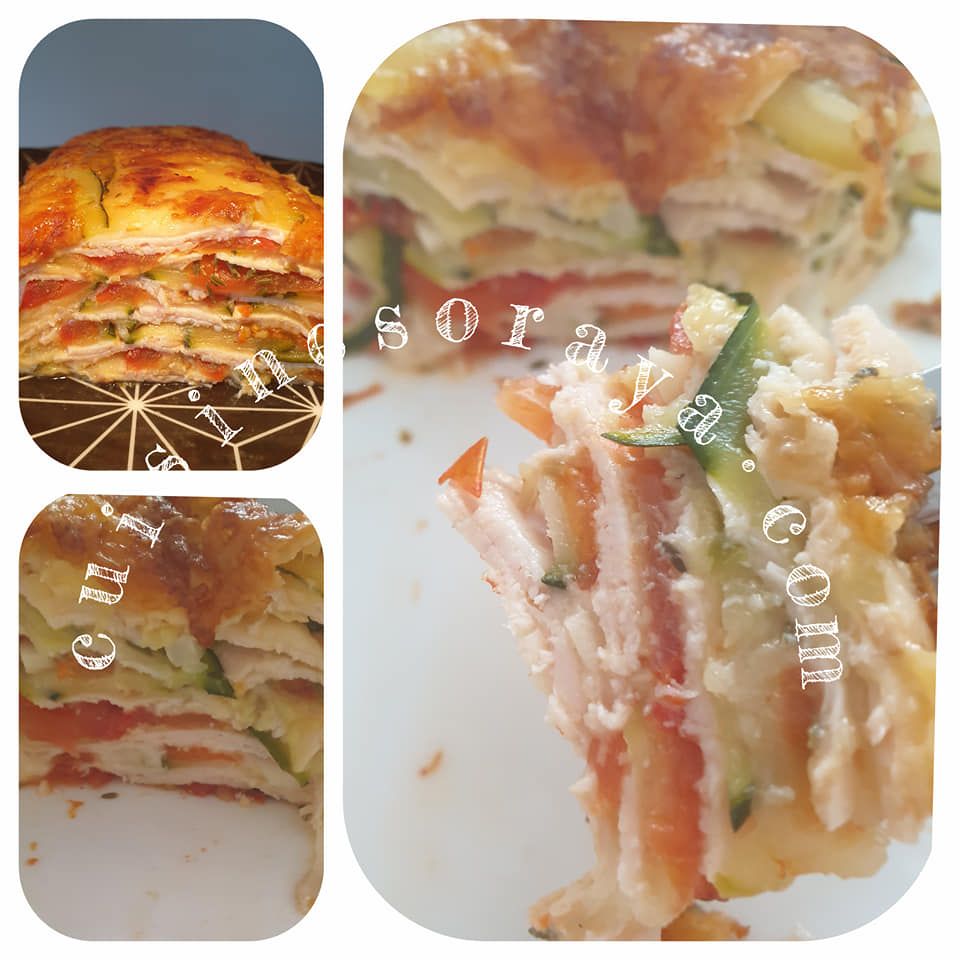 Courgettes en lasagnes à la tomate mozzarella et au poulet
