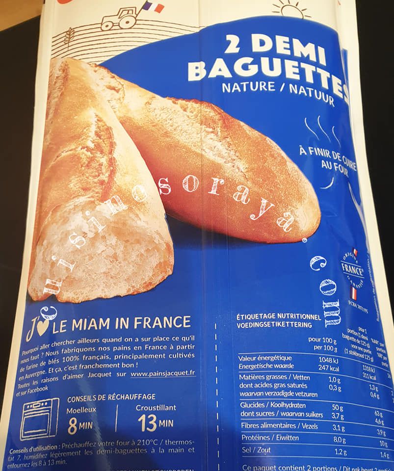 Demi baguette précuite en vente en grande surface ou magasin Bio