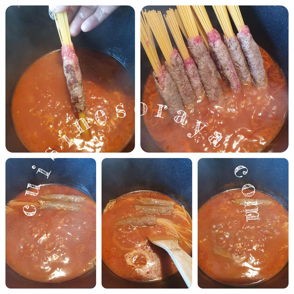 Spaghetti enrobé de viande de boeuf