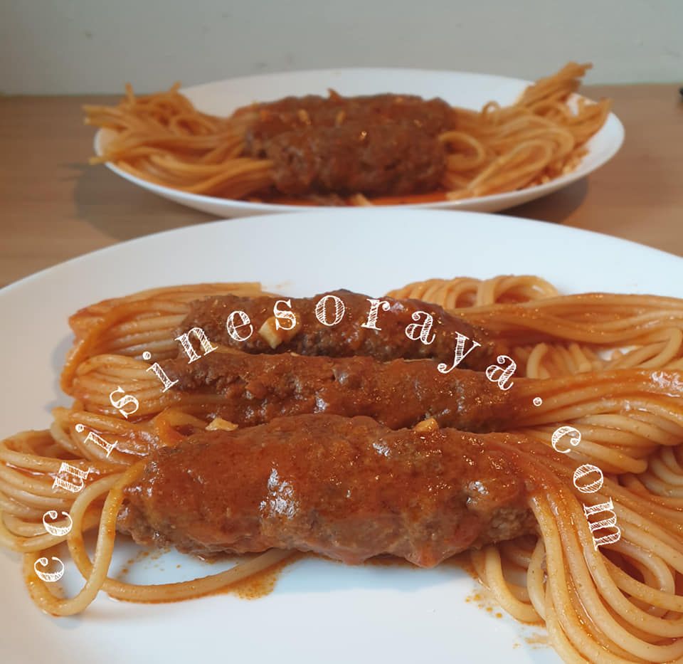 Spaghetti enrobé de viande de boeuf