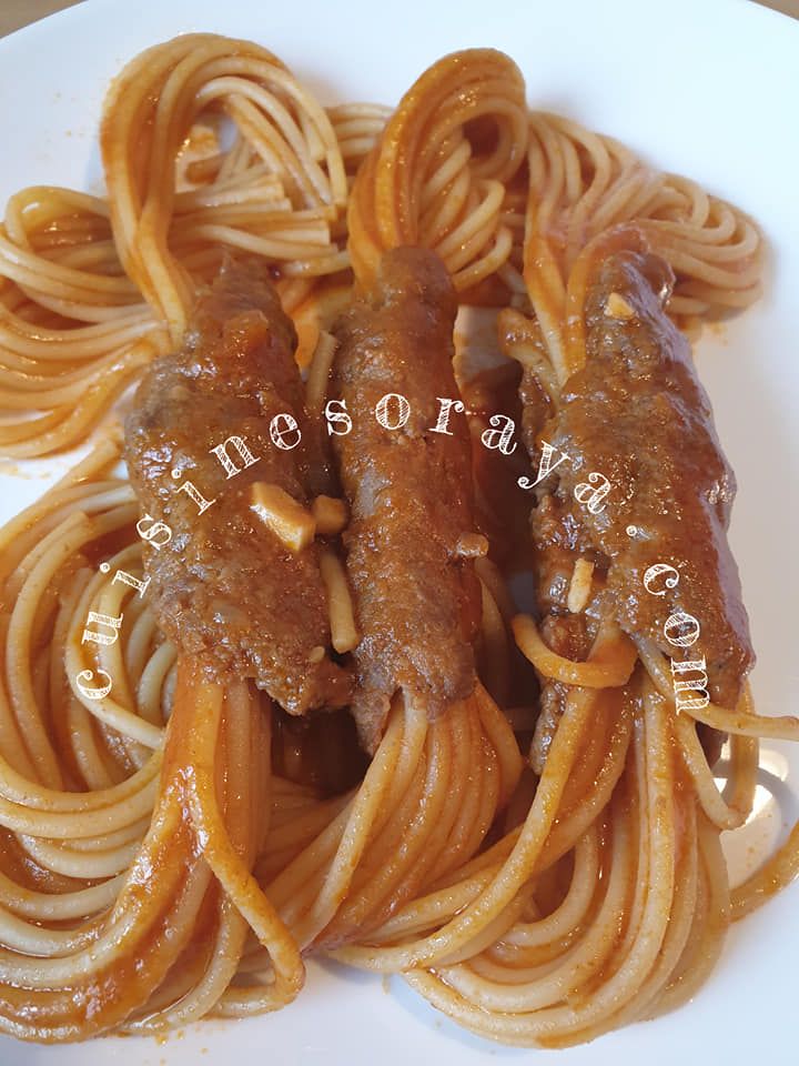 Spaghetti enrobé de viande de boeuf