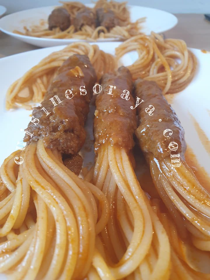 Spaghetti enrobé de viande de boeuf