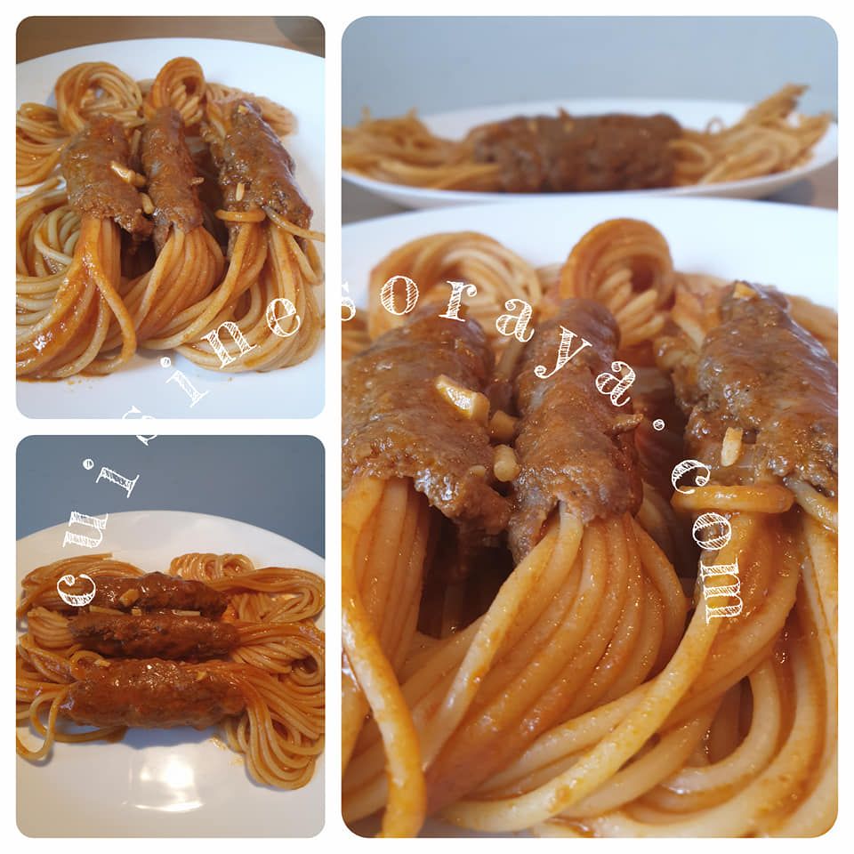 Spaghetti enrobé de viande de boeuf