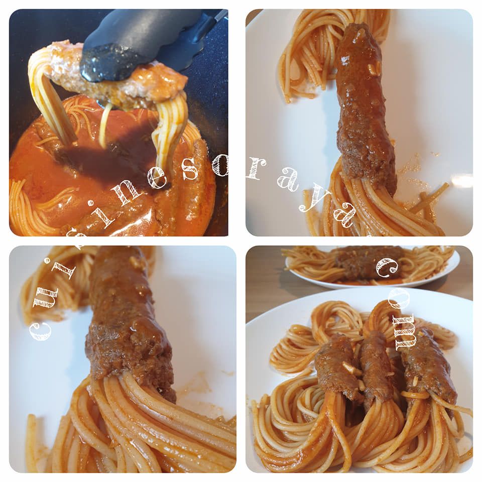 Spaghetti enrobé de viande de boeuf