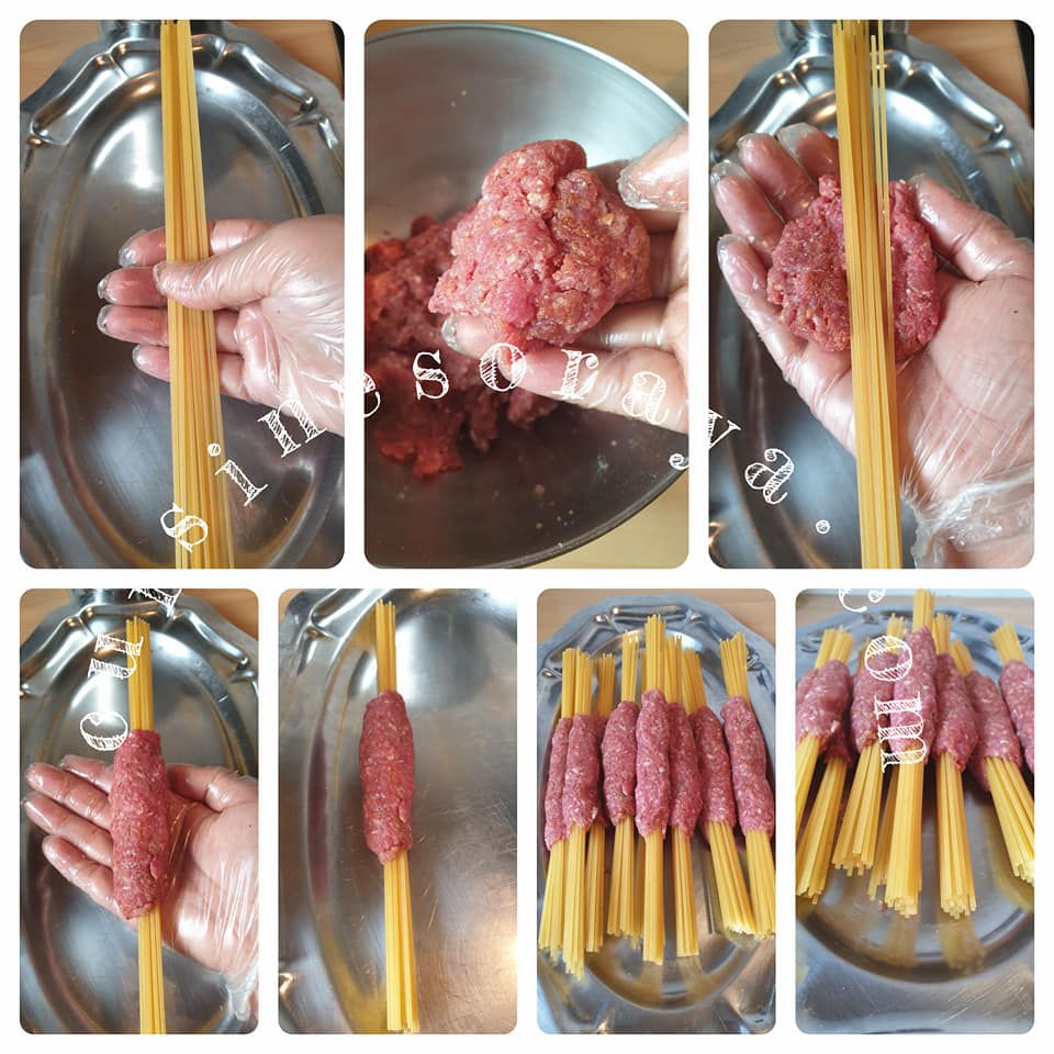 Spaghetti enrobé de viande de boeuf