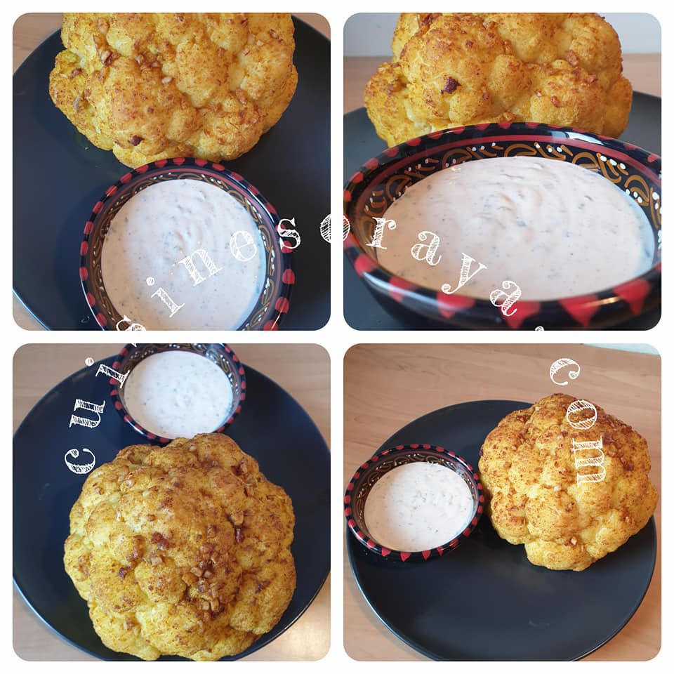 Chou fleur rôti et sa sauce au fromage blanc