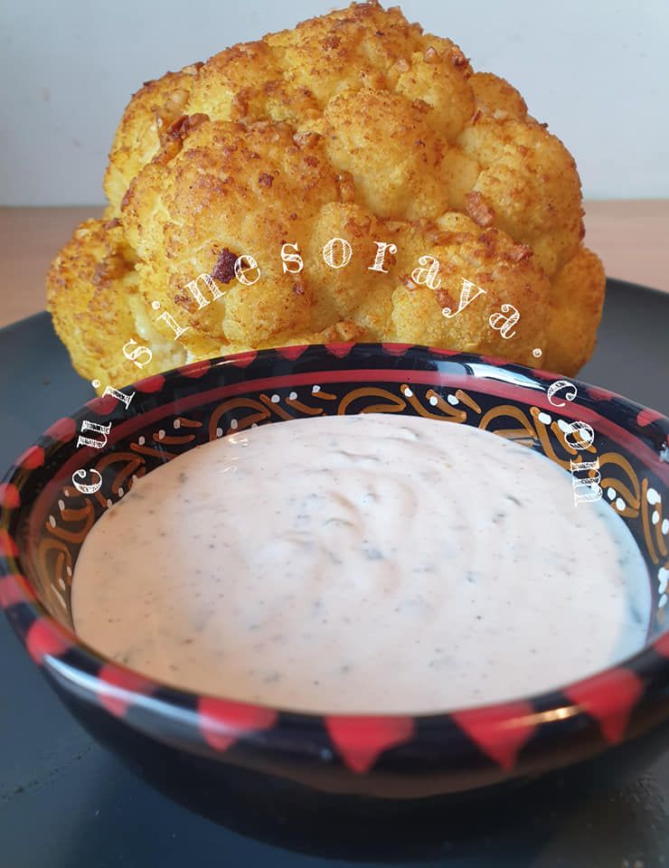 Chou fleur rôti et sa sauce au fromage blanc