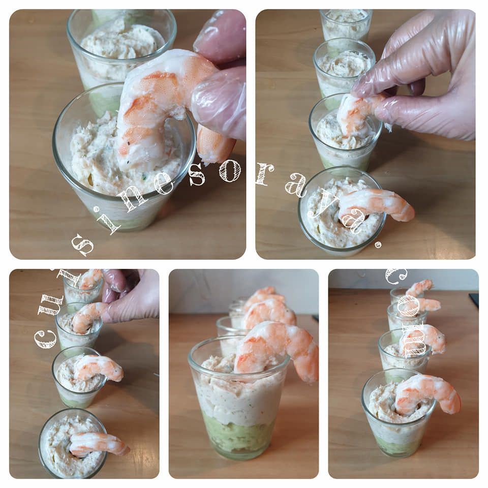 Mousse avocat et crevette