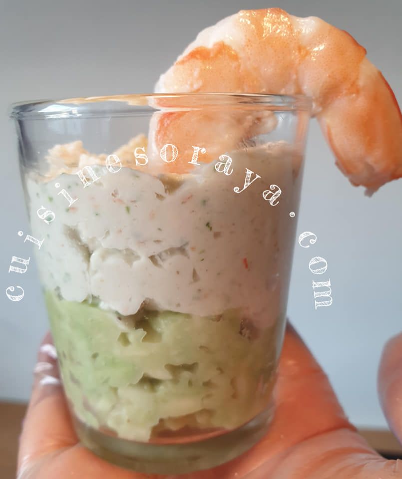 Mousse avocat et crevette
