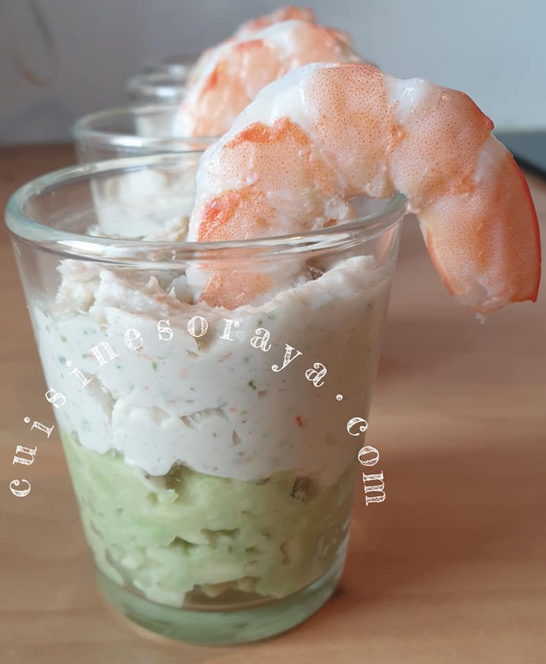 Mousse avocat et crevette