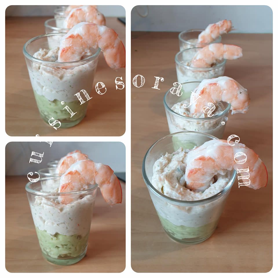 Mousse avocat et crevette