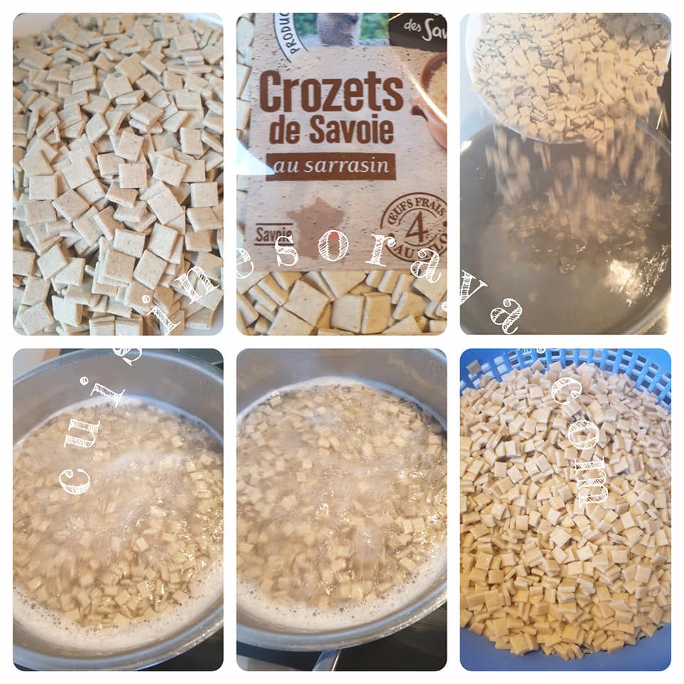 Les crozets sont des petites pâtes carrés typiquement savoyardes. En vente en grande surface.