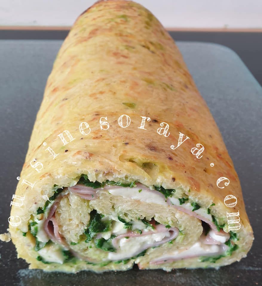 Roulé de pomme de terre, épinard, jambon de dinde et fromage