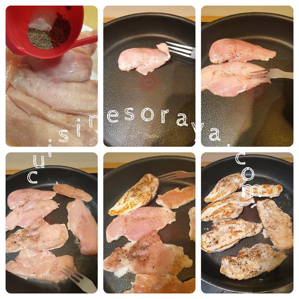 Escalopes de poulet gratinée avec sa sauce crémeuse aux légumes