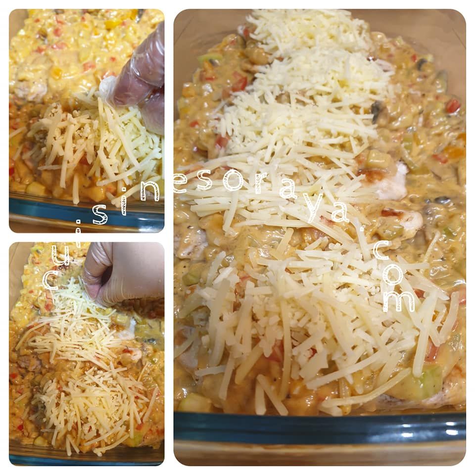 Escalopes de poulet gratinée avec sa sauce crémeuse aux légumes