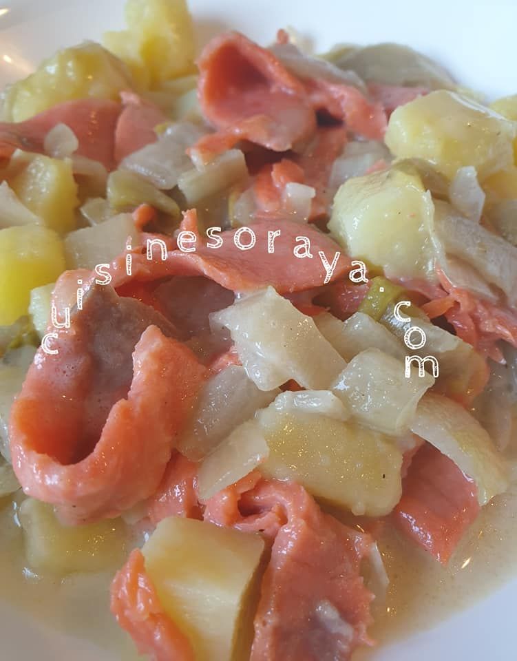 Endives au saumon fumé, pommes de terre et à la cancoillotte