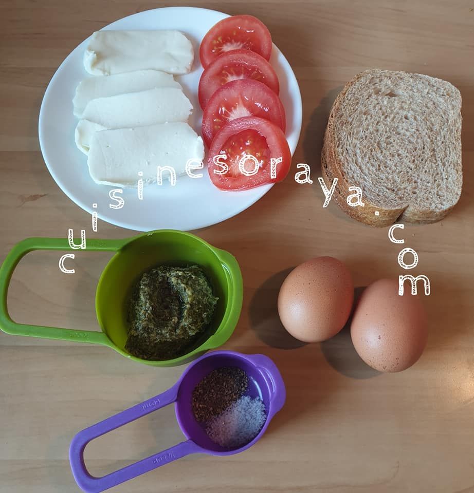 Pain perdu au pesto, tomate et mozzarella