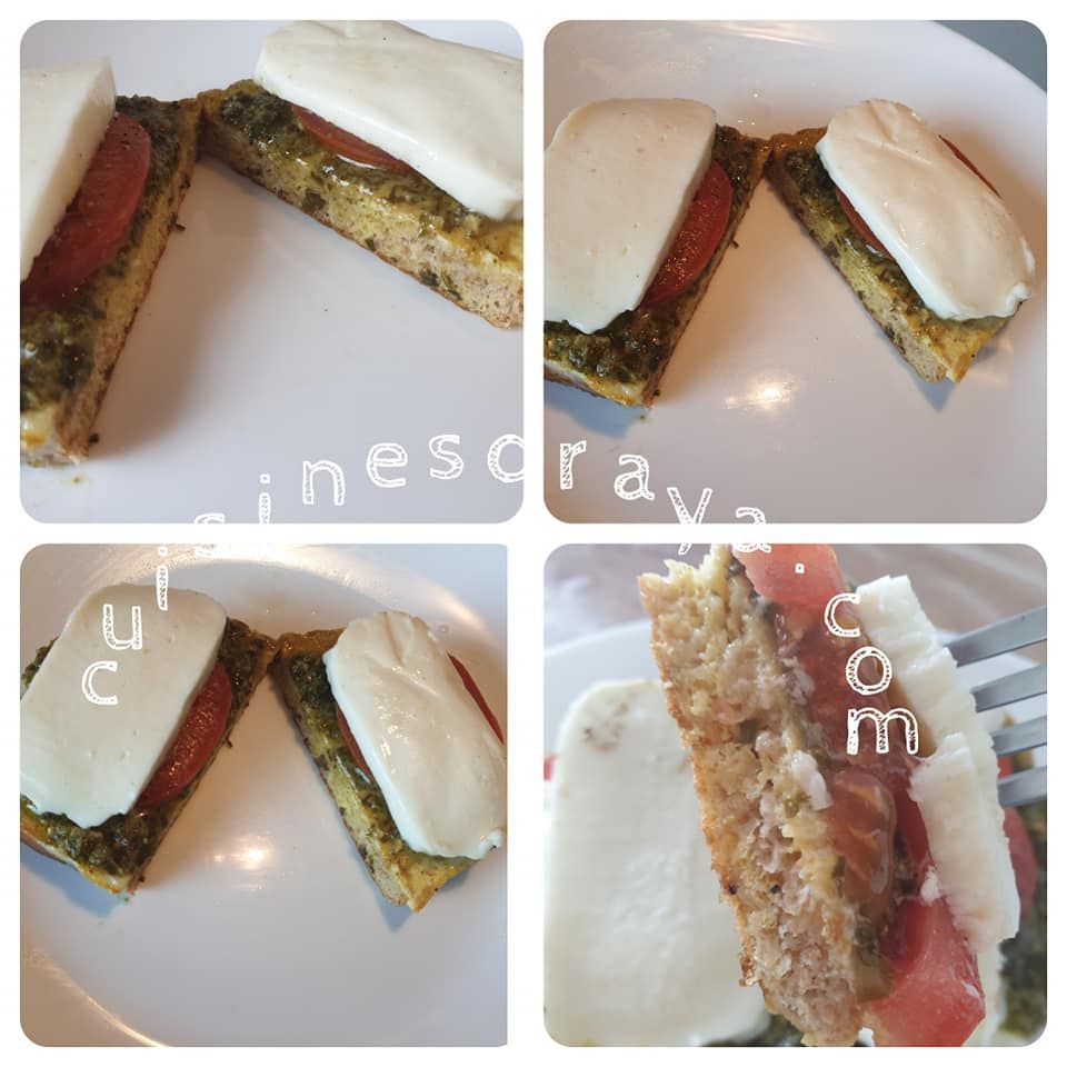 Pain perdu au pesto, tomate et mozzarella