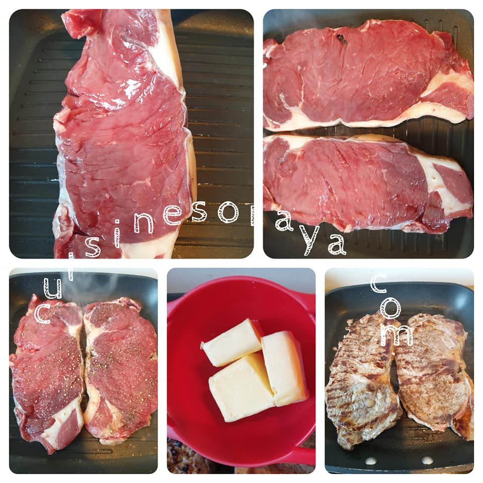 Faux filet sauce champignon, pomme de terre sautées au herbe et épinard à la crème