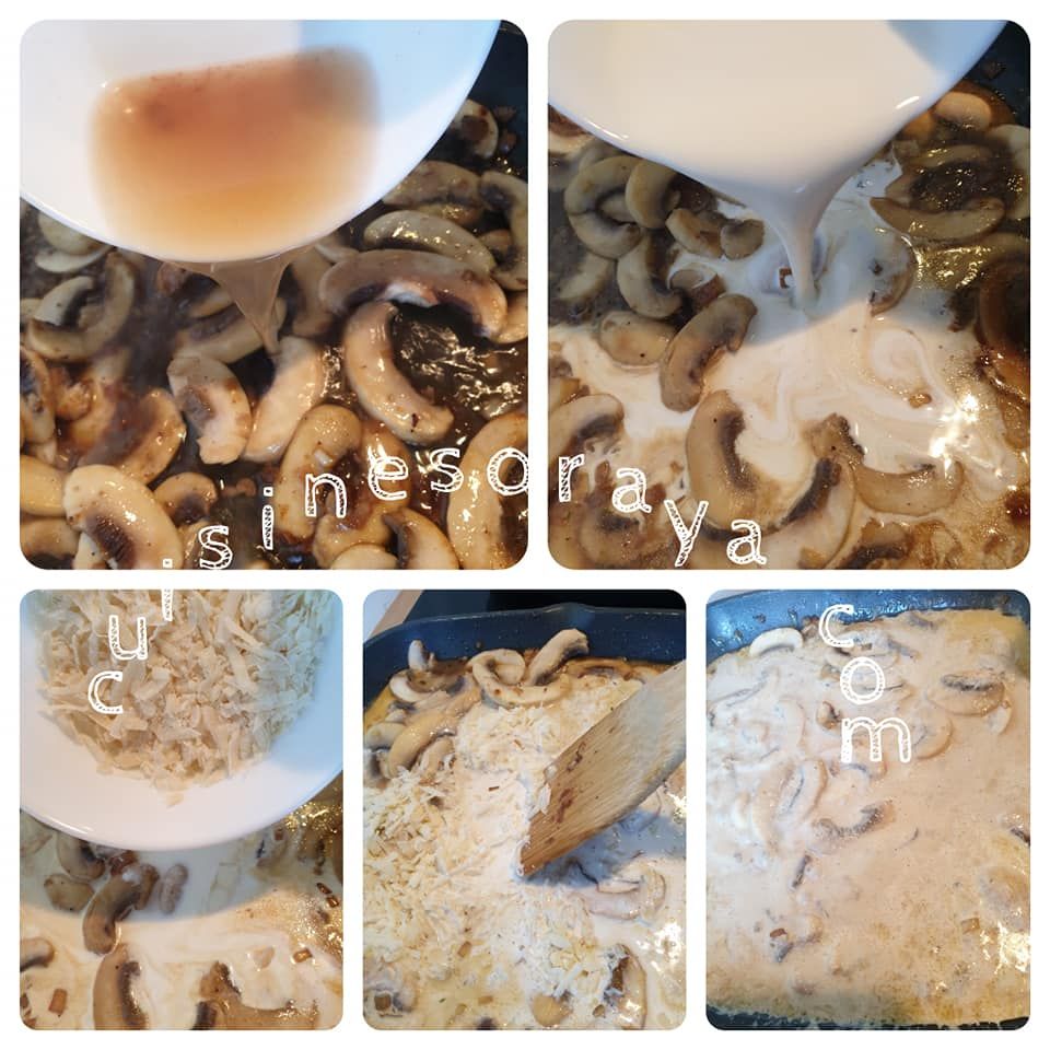 Faux filet sauce champignon, pomme de terre sautées au herbe et épinard à la crème