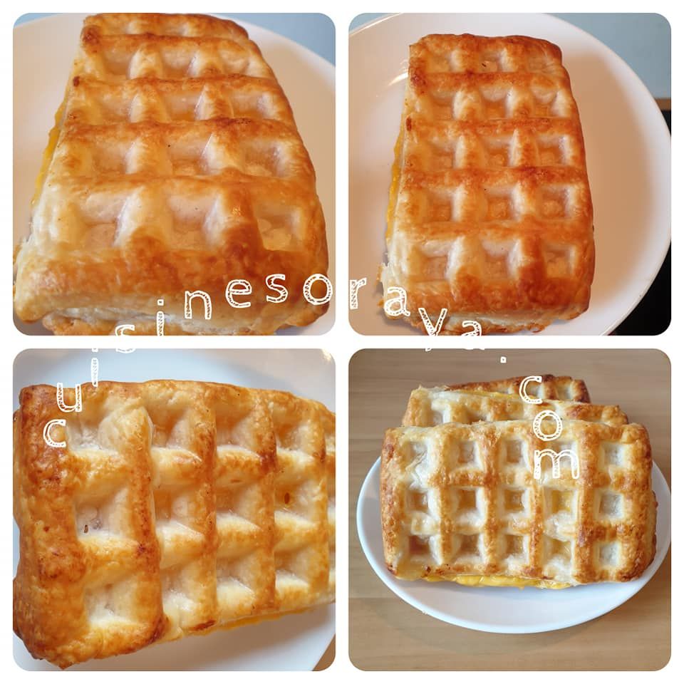 Gaufres feuilletées dinde fromage au four