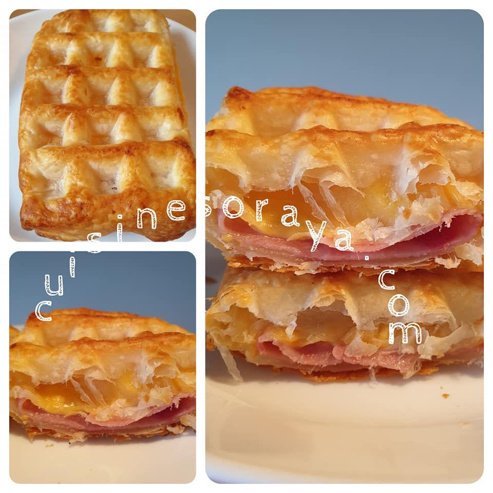 Gaufres feuilletées dinde fromage au four