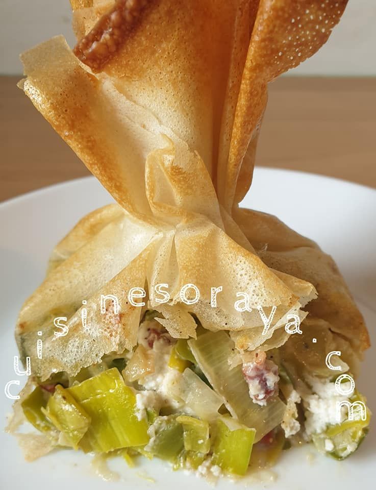 Aumônières feuille de brick poireaux et chorizo