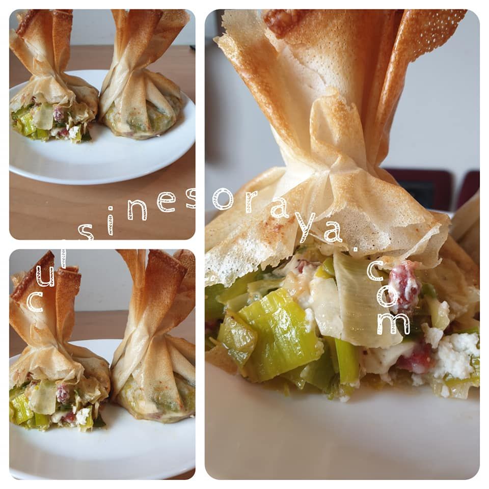 Aumônières feuille de brick poireaux et chorizo