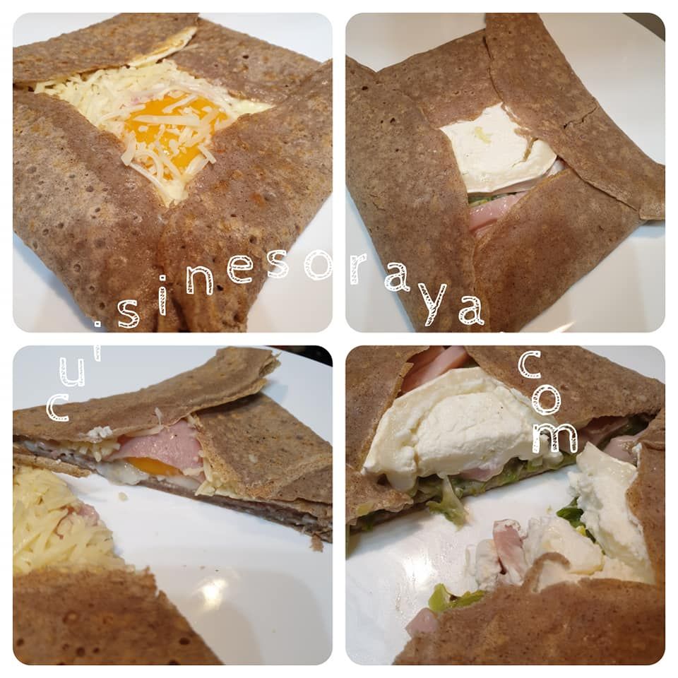 Galette de sarrasin poireau, dinde et chèvre ou à l'oeuf, dinde et fromage