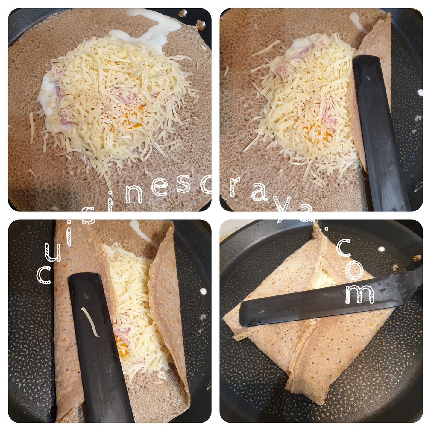 Galette de sarrasin poireau, dinde et chèvre ou à l'oeuf, dinde et fromage