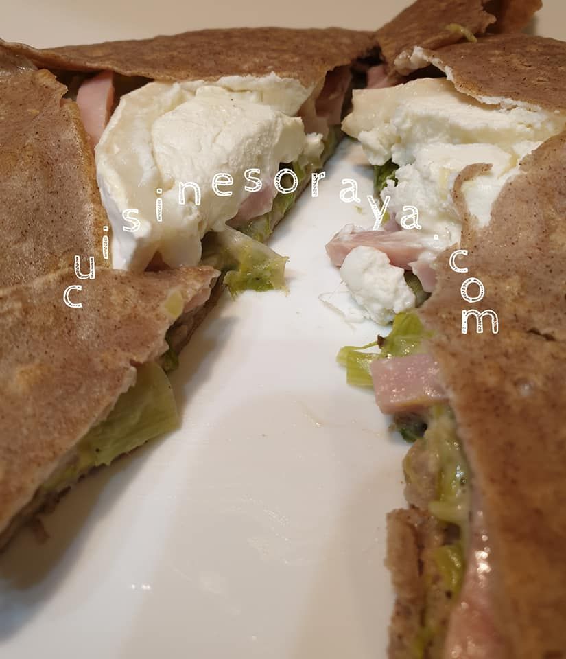 Galette de sarrasin poireau, dinde et chèvre ou à l'oeuf, dinde et fromage