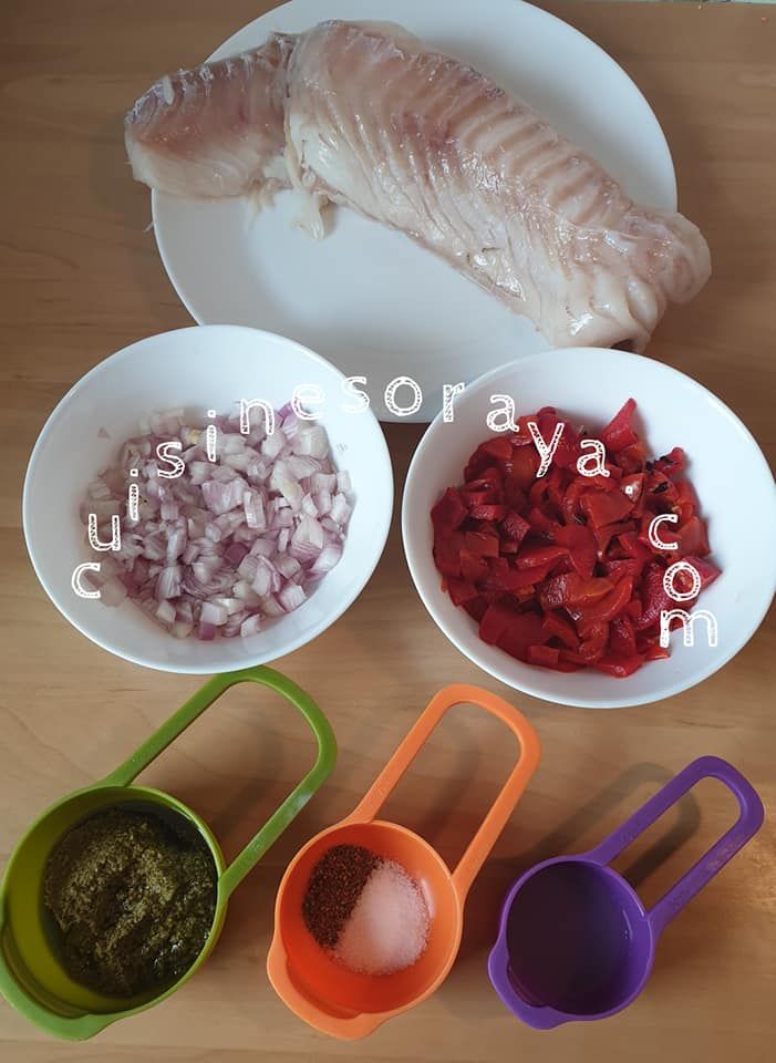 Filet de poisson au pesto et poivron grillé