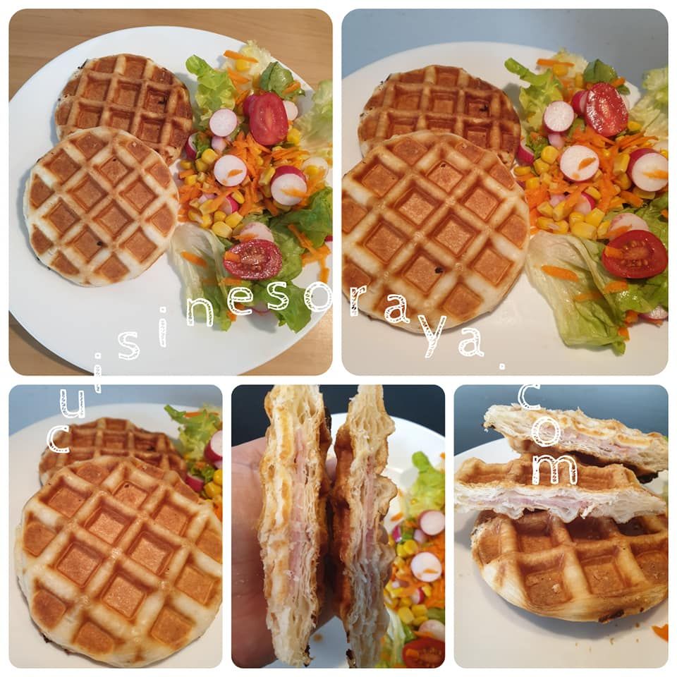 Croque feuilletée dinde fromage au gaufrier