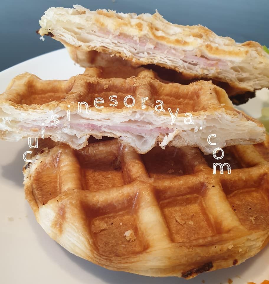 Croque feuilletée dinde fromage au gaufrier