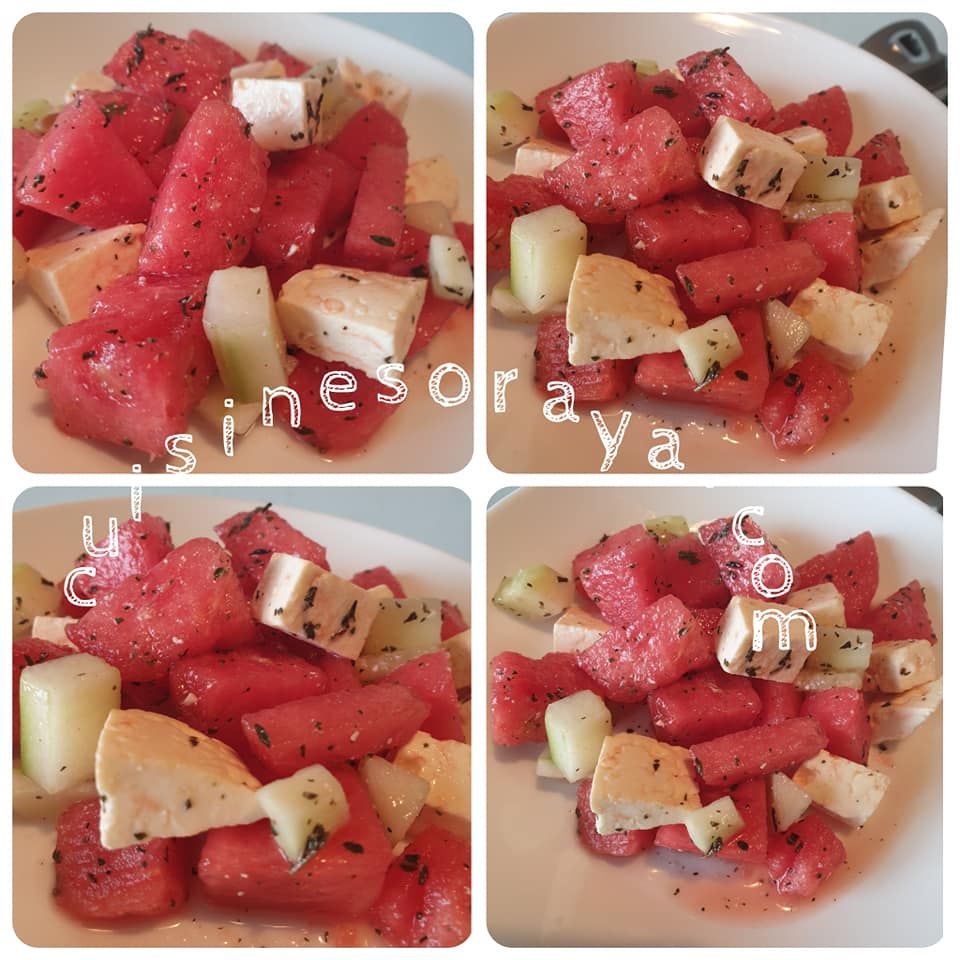 Salade de pastèque, concombre et feta