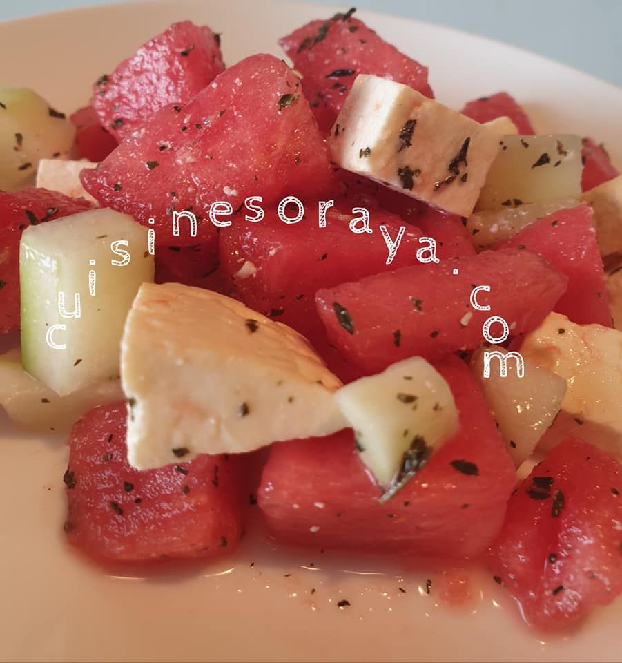 Salade de pastèque, concombre et feta