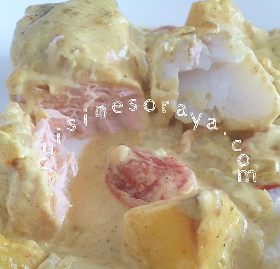 Trio de poissons crémeux au lait de coco et curry