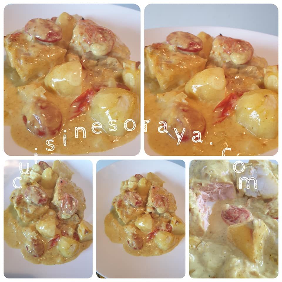 Trio de poissons crémeux au lait de coco et curry