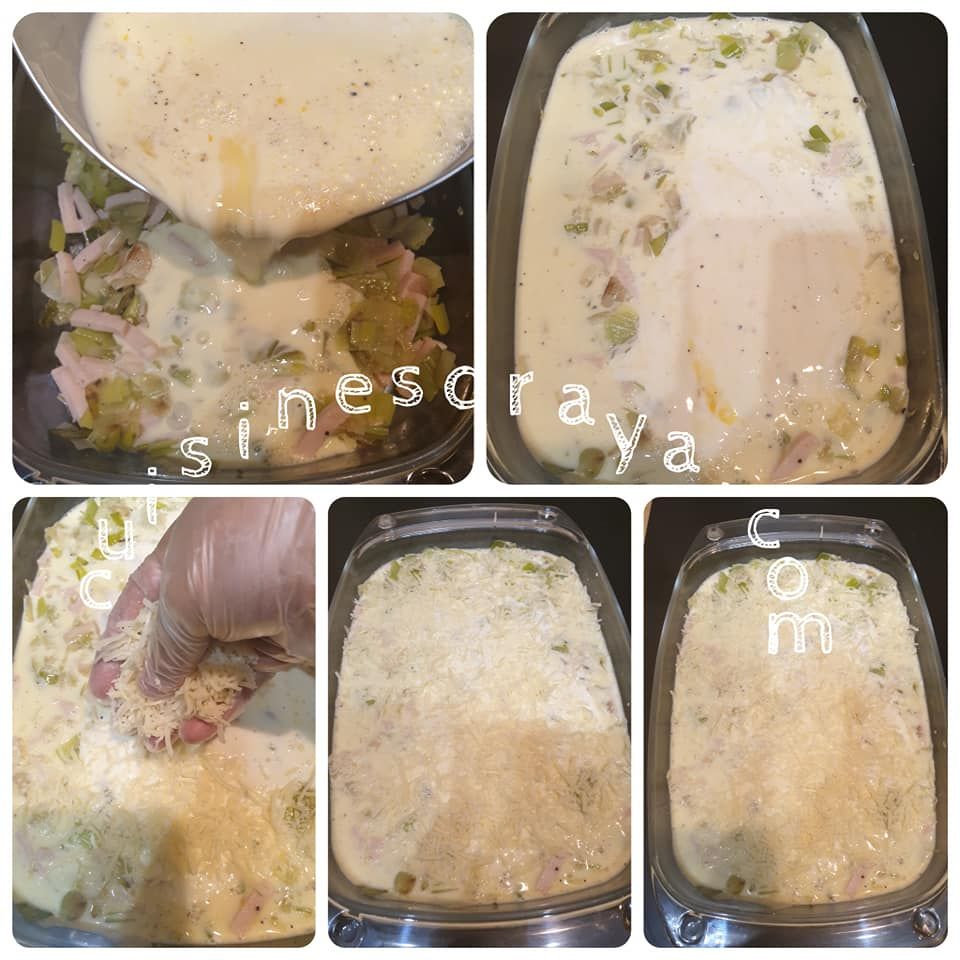 Quiche sans pâte aux poireaux, dinde et cancoillotte