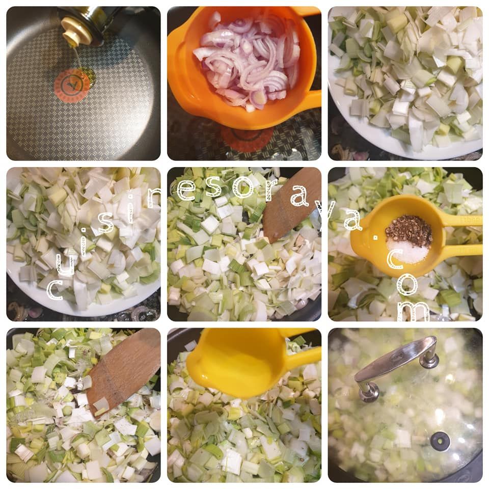 Quiche sans pâte aux poireaux, dinde et cancoillotte