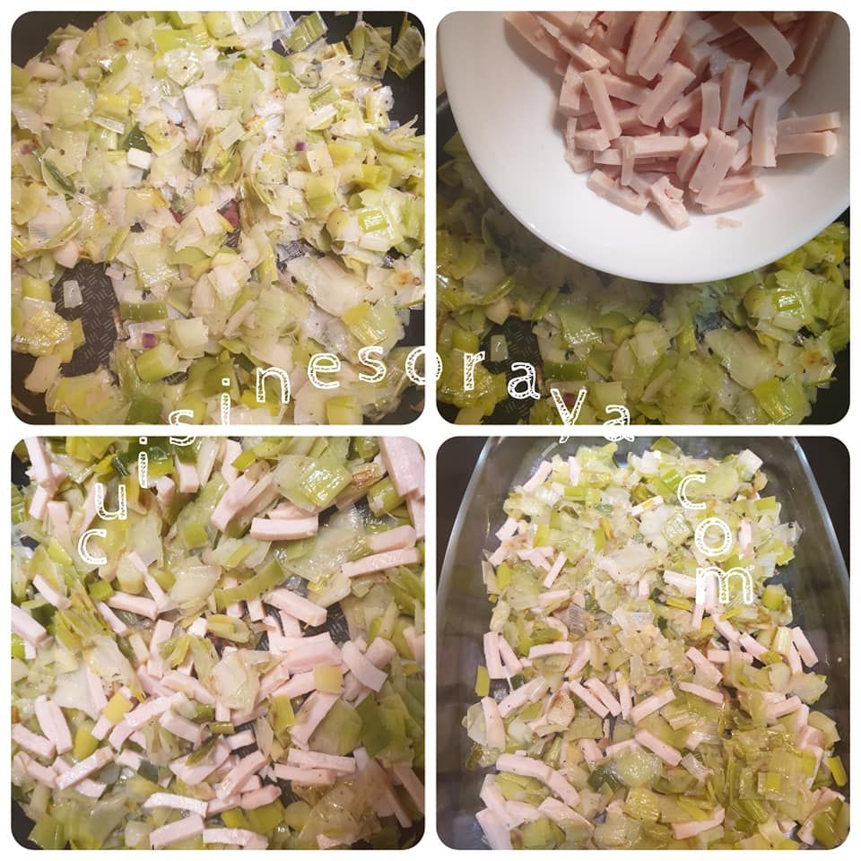 Quiche sans pâte aux poireaux, dinde et cancoillotte
