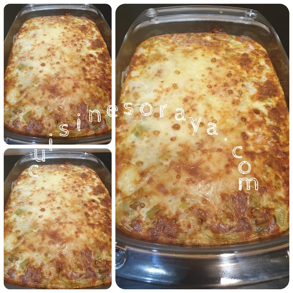 Quiche sans pâte aux poireaux, dinde et cancoillotte