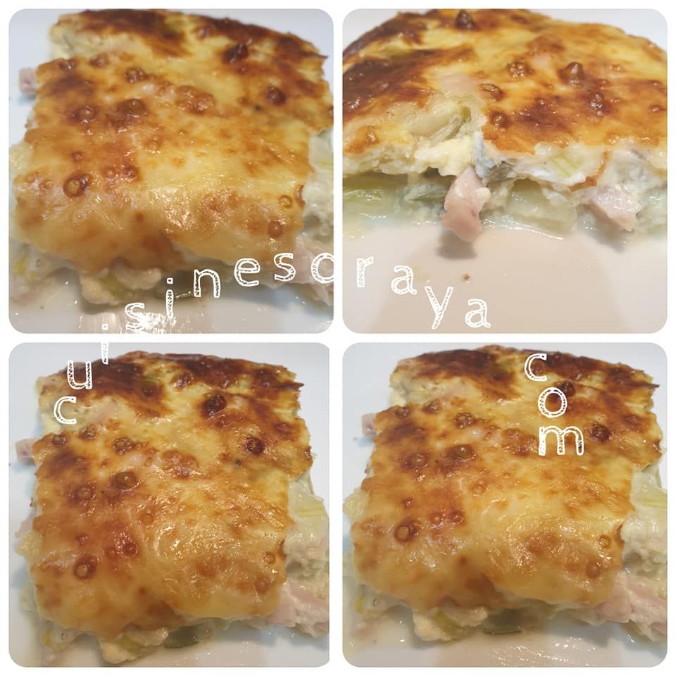 Quiche sans pâte aux poireaux, dinde et cancoillotte