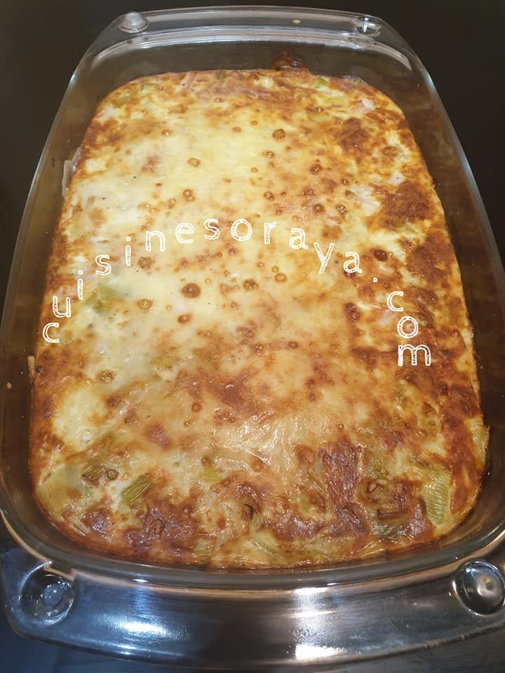 Quiche sans pâte aux poireaux, dinde et cancoillotte
