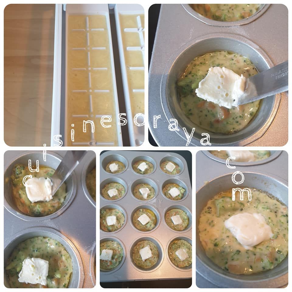 Muffins aux brocolis et carotte, coeur coulant à la cancoillotte